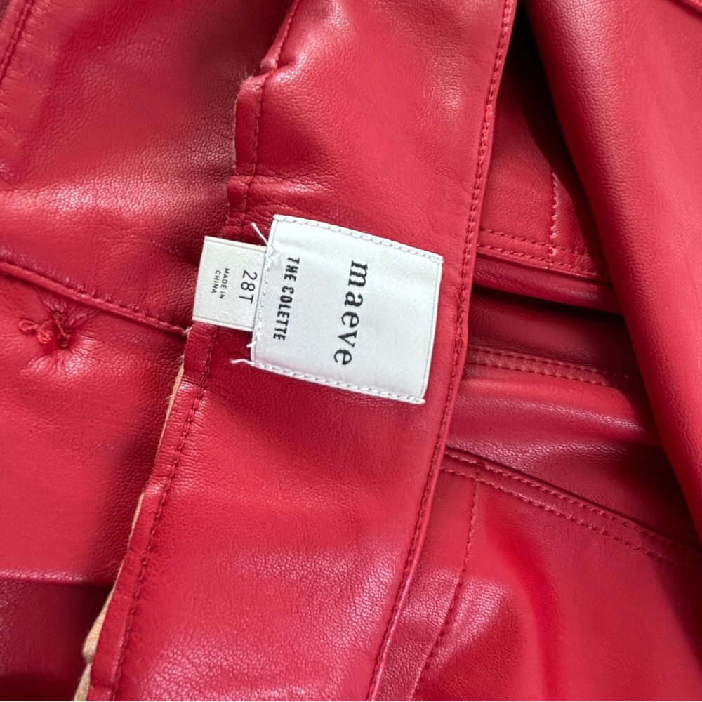 Maeve Cherry Leather Trousers - Picture 4 of 6